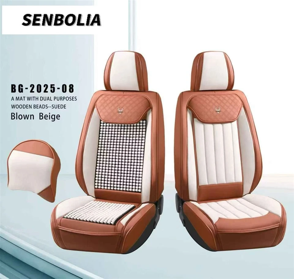 SENBOLIA Saint Bolia BG-2025-08 Dual-Purpose Wooden Beads Leather Car Seat Cushion factory